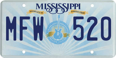 MS license plate MFW520