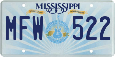 MS license plate MFW522