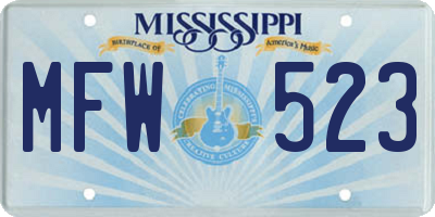 MS license plate MFW523