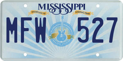 MS license plate MFW527