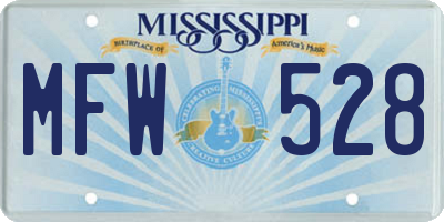 MS license plate MFW528