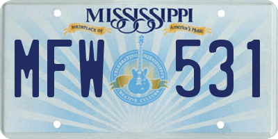 MS license plate MFW531