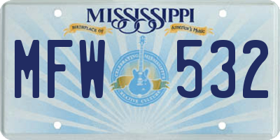 MS license plate MFW532