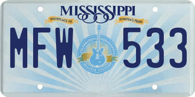 MS license plate MFW533