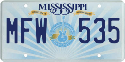 MS license plate MFW535