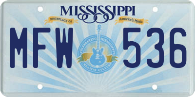 MS license plate MFW536