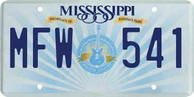 MS license plate MFW541