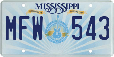 MS license plate MFW543