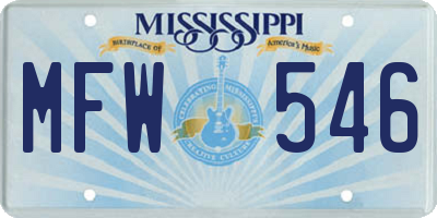 MS license plate MFW546