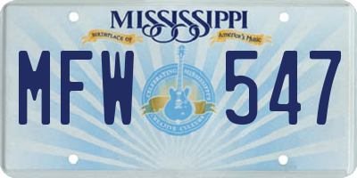 MS license plate MFW547