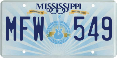 MS license plate MFW549