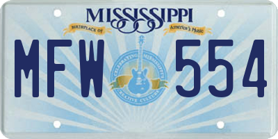 MS license plate MFW554
