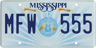 MS license plate MFW555