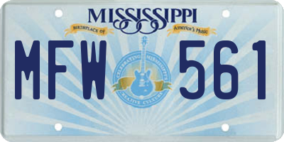 MS license plate MFW561