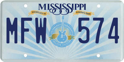 MS license plate MFW574