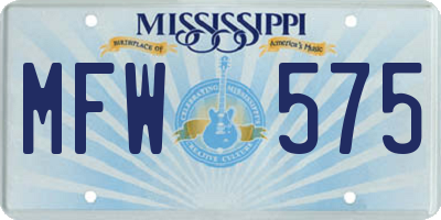 MS license plate MFW575