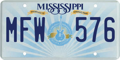 MS license plate MFW576