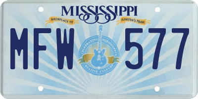 MS license plate MFW577