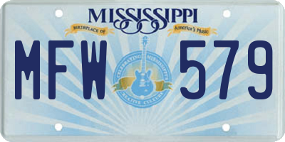 MS license plate MFW579
