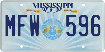 MS license plate MFW596