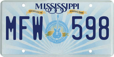 MS license plate MFW598