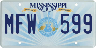 MS license plate MFW599