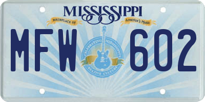 MS license plate MFW602