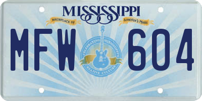 MS license plate MFW604