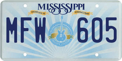 MS license plate MFW605
