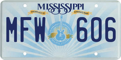 MS license plate MFW606