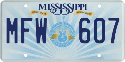MS license plate MFW607