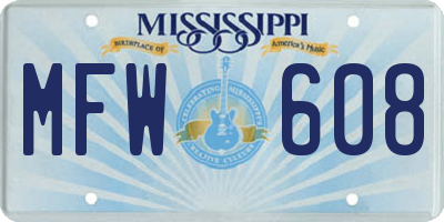 MS license plate MFW608