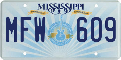 MS license plate MFW609
