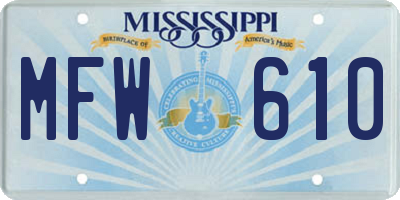 MS license plate MFW610