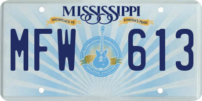 MS license plate MFW613