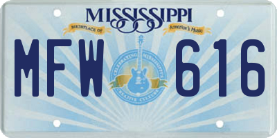 MS license plate MFW616
