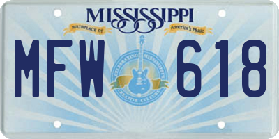MS license plate MFW618