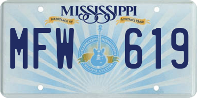 MS license plate MFW619