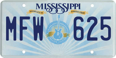 MS license plate MFW625