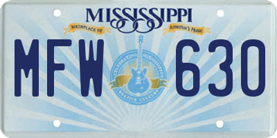 MS license plate MFW630