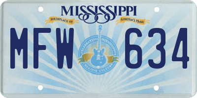 MS license plate MFW634