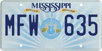 MS license plate MFW635