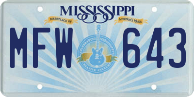 MS license plate MFW643