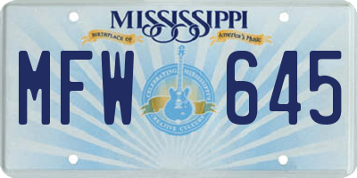 MS license plate MFW645