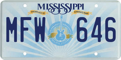 MS license plate MFW646