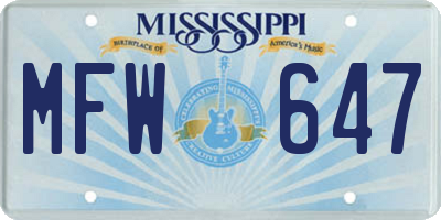 MS license plate MFW647