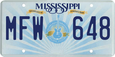 MS license plate MFW648