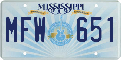 MS license plate MFW651
