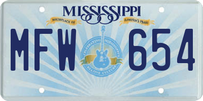 MS license plate MFW654