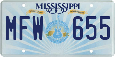 MS license plate MFW655